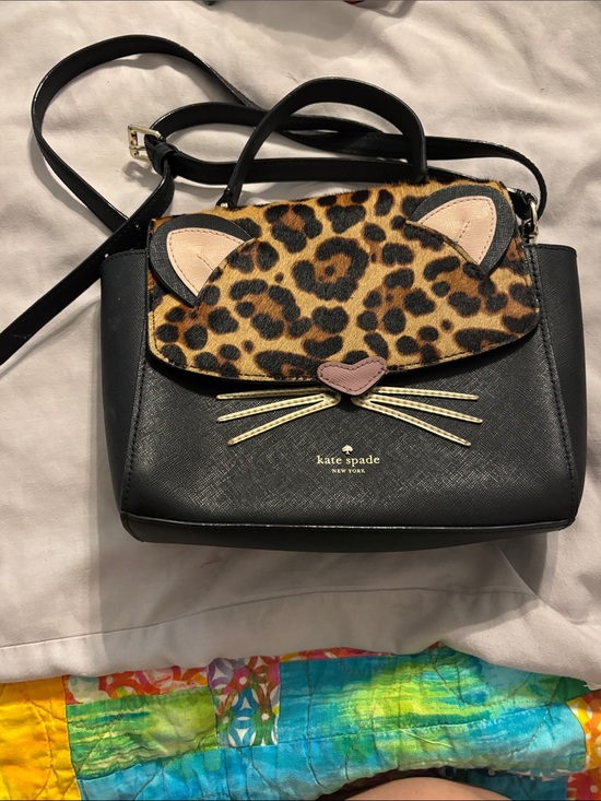 kate spade Handbags - kate spade Black Crossbody Satchel with Leopard-Print Cat Flap